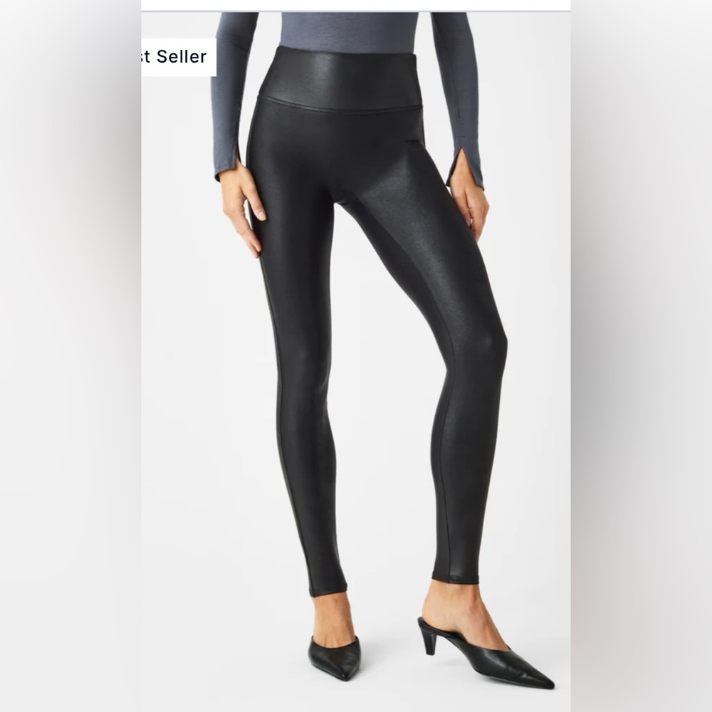 Spanx Faux Leather Camo Leggings Size S